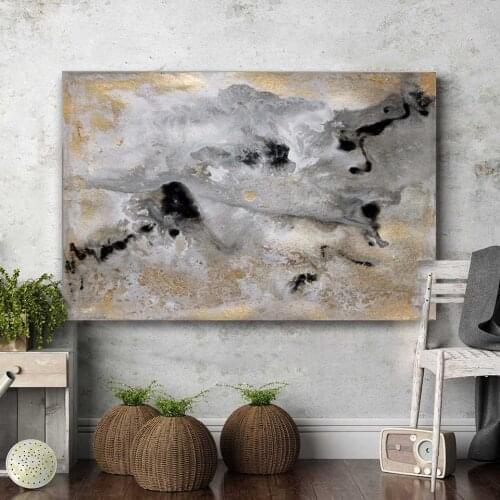 Handmade high quality thick knife abstract oil painting Gold and Black abstract on Canvas Painting Picture Decor Oil Painting