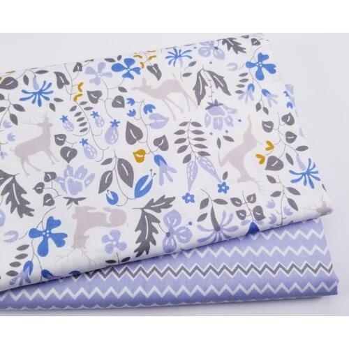 Printed Blue Deer Twill Cotton Fabric for Patchwork Cloth DIY Sewing Quilting Fat Quarters Material For Baby&Child