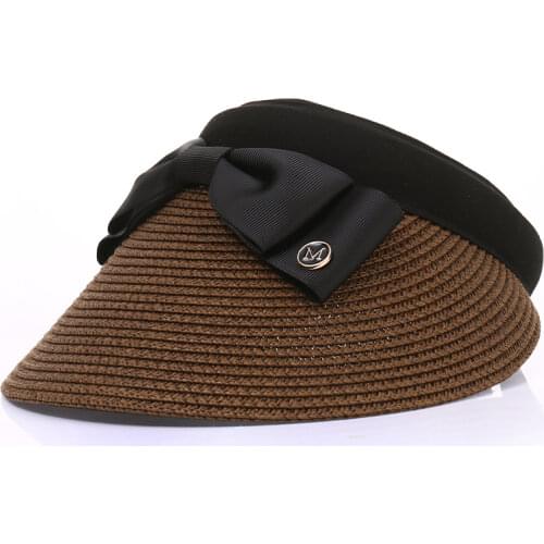 Fibonacci Hats For Women New Fashion Casual Cap Hat Anti-UV Female Outdoor Shade Visor Empty Top Sun Hat Bow Beach Straw Cap