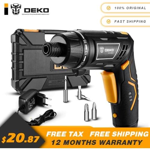 DEKO DCS3.6DU2 Cordless Electric Screwdriver Rechargeable Power Screwdriver Household DIY Twistable Handle Wireless LEDTorch