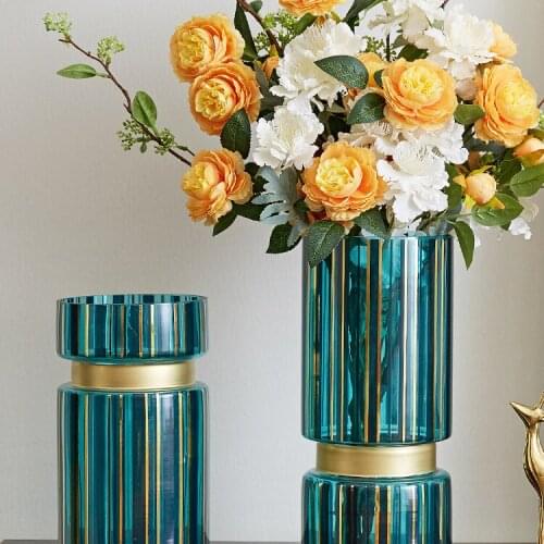 Light Luxury Vase Modern Large Glass Ornaments Transparent Living Room Plant Container Vaso De Planta Table Decoration EF50FP