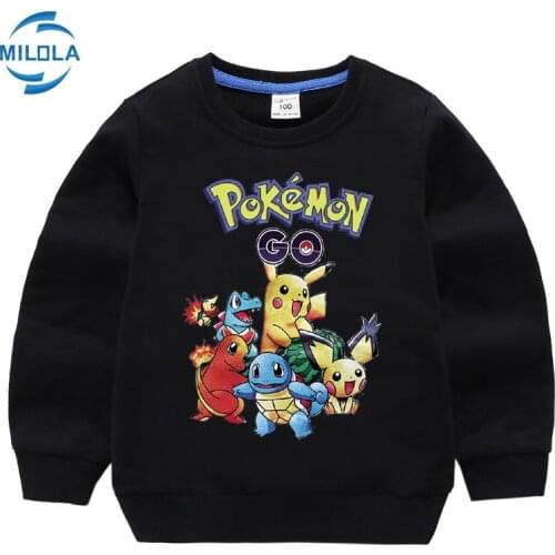 Takara Tomy Pokemon Pikachu Pinted Pullover Long Sleeves Cotton Children Sweatshirt For Baby Boys Girls Coat Tops Hoodies Clothe