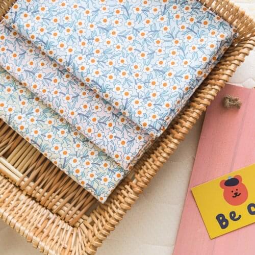 100%Cotton Sunflower Printed Poplin Fabric For DIY Dress Doll Clothing Lining Tissus Needlework Sewing Garment Material 50X160cm