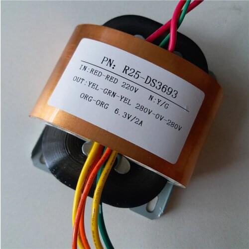 280V-0-280V 0.03A 6.3V 2A Transformer R Core R25 custom transformer 220V 30VA with copper shield for Pre-decoder power supply