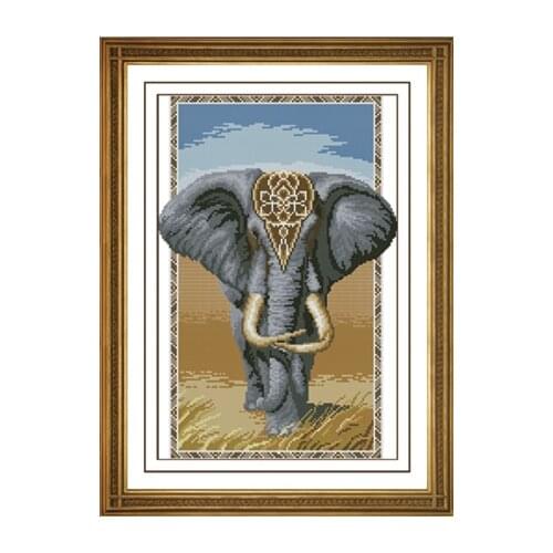 Fishxx Cross Stitch D222animal[The elephant king]The elephant children room,100% accurate pattern,11CT,Need to embroidery