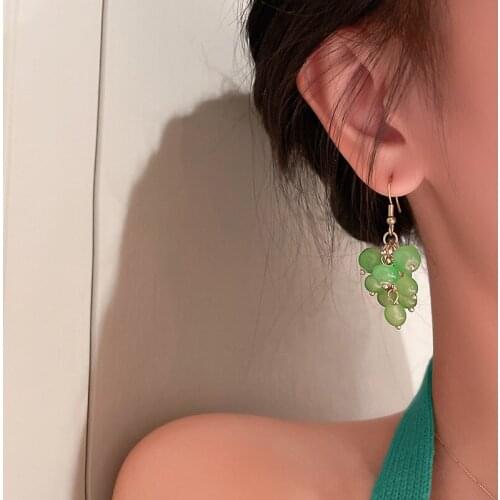 Green grape ear hook earrings summer sweet and cute earrings girly sense of small fresh and beautiful earrings
