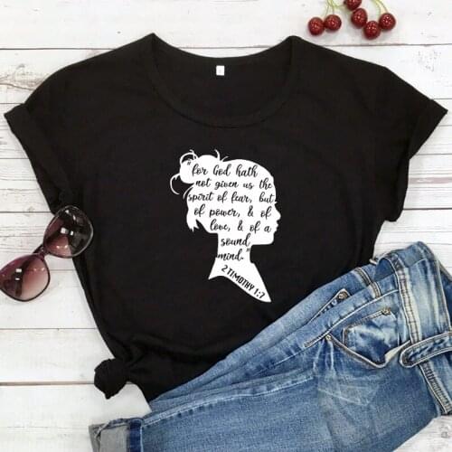 For God Hath Not Given Us The Spirit Of Fear T-shirt Catholic 90s Graphic Christian Tshirt Trendy Womens Faith Bible Verse Tops
