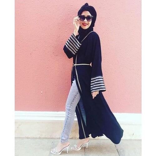 Dubai Abaya Women Muslim Long Sleeve Cardigan Islamic Kaftan Jilbab Casual Maxi Dress Vintage Turkey Ladies Clothing Middle East