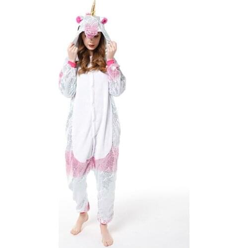 2021 Girls Boys Winter Pajamas Unicorn Panda Cartoon Anime Animal Onesies Kids Sleepwear Flannel Warm Jumpsuit Children Pajamas