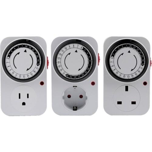 24 Hour Cyclic Timer Switch Kitchen Timer Outlet Loop Universal Timing Socket Mechanical Timer UK EU US Plug High Quality