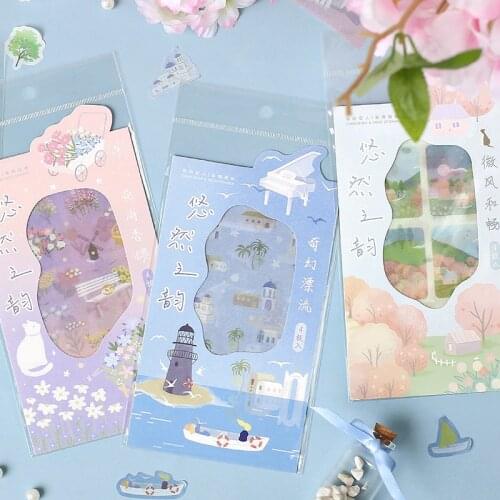4 Pcs/Set Leisurely Rhyme Series Sticker INS Style Cartoon Flower and Plant DIY Diary Decorative Stickers Label