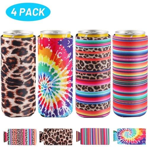 4pack Slim Can Coozie,Cooler Bags,Slim Can Holder Beer Cooler Bags Fits 12oz Slim Energy Drink&Beer Coozie Wine Bags Wine Cooler