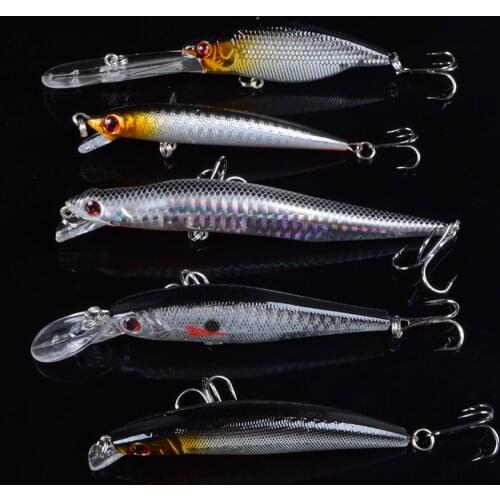 5 Mixed Fishing Lures Minnow Crankbaits Bass Baits high carbon steel treble hook Wobblers Set Lifelike Fake Fishing bait