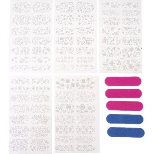 5x Beauty Nail Art Stickers Flower Geometry Heart-Shaped Nails Decorations