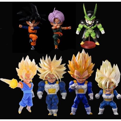 8cm Dragon Ball Super Goku Vegeta Goten Trunks Figura Super Saiyan Dragon Ball Z Cell Action Figure Toy Model Decoration Gifts