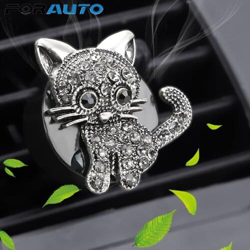 FORAUTO Auto Outlet Air Freshener Air Conditioner Adornment Clip Diamond kittens Molding Car Air Vent Perfume Car Aroma Diffuser