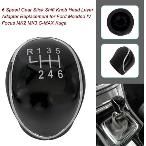 Car Styling 6 Speed Gear Stick Shift Knob Head Lever Adapter Replacement for Ford Mondeo IV Focus MK2 MK3 C-MAX Kuga