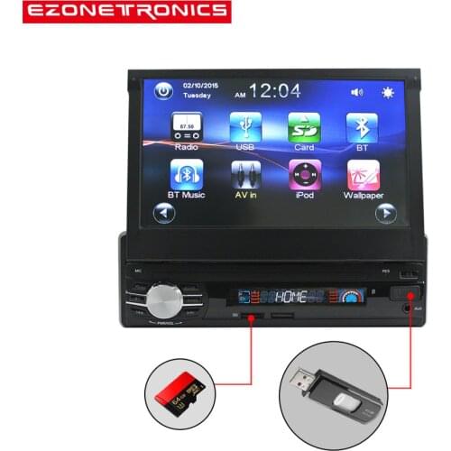 Free Ship Car Radio Stereo Universal 7 inch slip down Touch Screen 1DIN FM AM with USB SD Bluetooth MP3 MP4 Audio Player CW0013