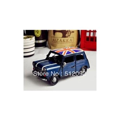 Free shipping!Red vintage flag mini Cooper metal car model metal classic cars