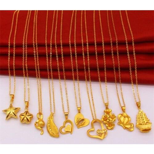 Boutique packaging Fine Women Jewelry Cute Heart flower Lock Necklace Gold Choker Necklace Pendant for women On Neck Accessories