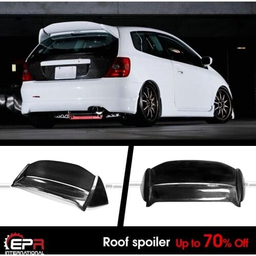For 02-05 Honda Civic EP3 MUG Style Carbon Fiber & FRP Unpainted Hatchback Roof Wing Spoiler Exterior kits (USDM)