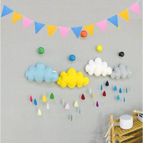 INS Felt Cloud Garland String Wall Hanging Ornaments Nordic Baby Bed Kids Room Decoration Nursery Decor Photo Props Party Banne