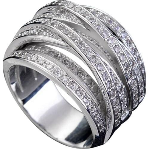 Exquisite AAA Zircon Winding Geometric Rings For Women Wedding Valentines Day Jewelry Gifts Drop Shipping