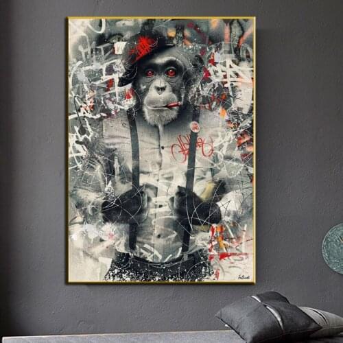 Modern Wall Art Decor Animal Graffiti Art Monkey Canvas Painting Prints Wall Picture For Living Room Frameless Decoration