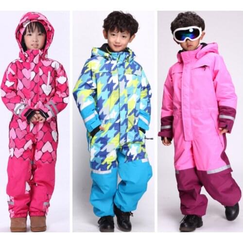 Childrens winter thickened romper jumpsuit assault jumpsuit for boys and girls high-end outdoor ski wear