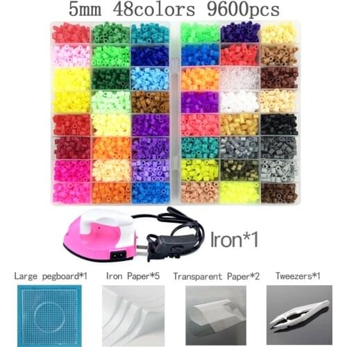 5mm Perler PUPUKOU Beads Kit Hama beads Whole Set with Pegboard and Iron 3D Puzzle DIY Toy Kids Creative Handmade Craft Toy Gift