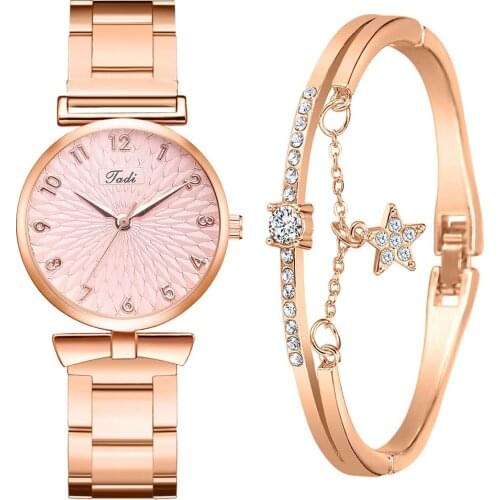 Womens Minimalist Watch and Bracelet Set Durable Adjustable Scratch Resistant Comfortable to Wear for Daily Life LXH