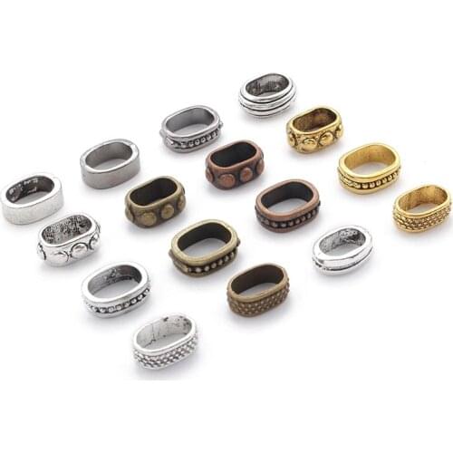 10Pcs Antique Gold Dot Bumpy Slide Spacers For 10*6mm Licorice Leather String Rope Necklace Bracelet Jewellry Findings