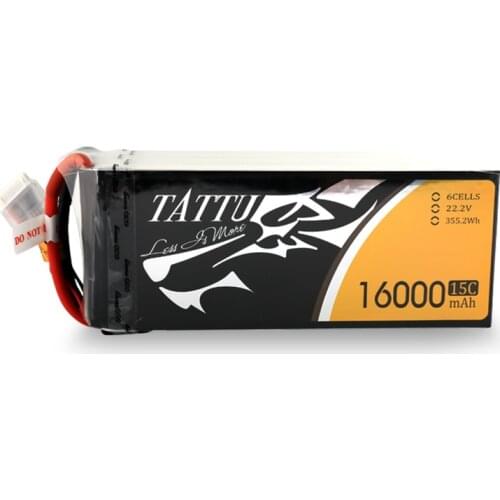TATTU Lithium Battery 15c 16000 mah 22.2 v 6 s Large capacity multi-rotor hexa-rotor helicopter for agricultural UAV/UAV
