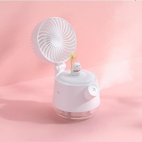 Mini USB Rechargeable Humidifier Fan Wireless Desktop Water Spray Misting Air Cooler Portable Summer Radiator Cute Pet Kettle