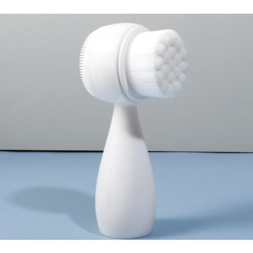 Soft Hair Facial Cleanser Double Side Silicone Wash Brush Blackhead Removal Face Cleaning Massager Women Skin Body Wash Supply