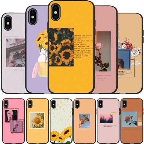 Great art prints flowers Sunflower Rose Black Silicone Soft Phone Case For iPhone 11 12 Pro X XR XS MAX 5 6 7 8 Plus SE 2020