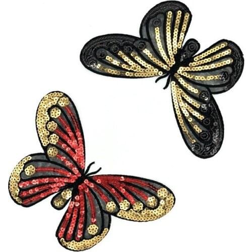 50pcs/Lot Sequin Lace Butterfly Embroidery Patches Letters Clothing Decoration Accessories Diy Iron Heat Transfer Applique