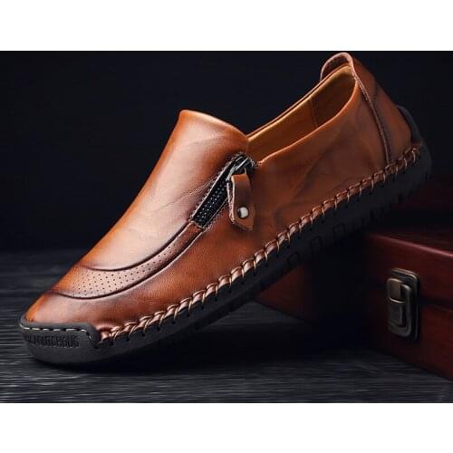 2021 New Leather Men Casual Shoes Comfortable Soft Mens Loafers Large Size 38-48 Men Handmade Shoes Mens Designer Shoes for Man