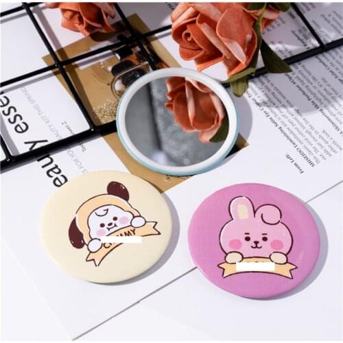 New Korean Kpop Cartoon Rabbit Dog Shaped Mini Makeup Mirror Cosmetic Pocker Mirror For Purse Travel Bag Home Office Mirror 7CM