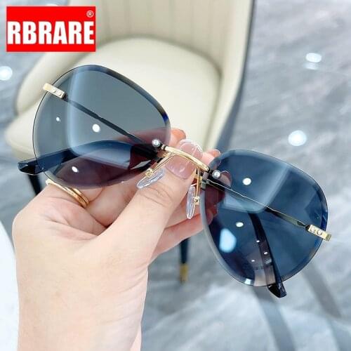RBRARE Oversized Sunglasses Women 2021 Luxury Brang High Quality Sun Glasses for Men Rimless Gradient Glasses Gafas De Sol Mujer