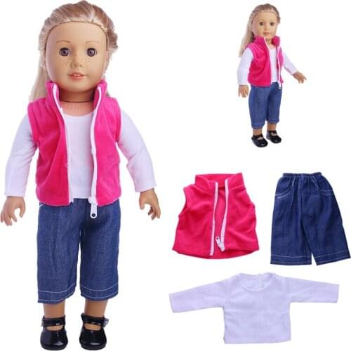 Doll Clothes Cute Casual Three-piece Suit For 18 Inch American Doll & 43 Cm Born Doll For Generation Toy