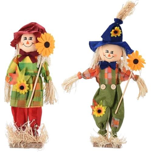 Autumn Fall Harvest Scarecrow Decoration Halloween Hanging Decoration Party Non-Woven Fabric Standing Flower Arrangement