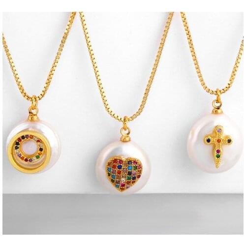 Cross heart multicolor micro pave cz zircon cubic zirconia necklace copper Clavicle gold plated Snake Chain Choker Pendant tyfg3