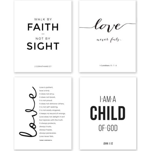 Bible Verse Poster and Prints Love Is Patient Love Is Kind Wall art Print Christian Quotes Canvas Painting Posters on the Wall