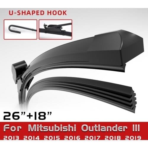 Rubber Wiper Double Sided Front Windscreen Wiper For Mitsubishi Outlander III 2013 2014 2015 2016 2017 2018 2019 26"+18"