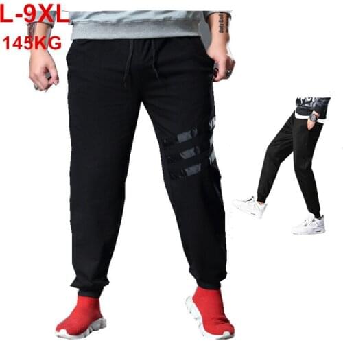 Track Pants Joggers Men Harem Plus Size 6XL 7XL 8XL 9XL Pure Black Sweatpants Mens Trousers Jogging Male Stretch Mens Tracksuit