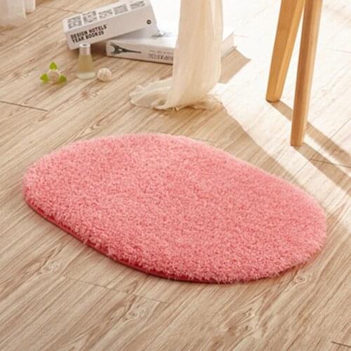 Water Absorbent Oval Plush Non-Slip Floor Mat Rug Living Room Doormat Carpet