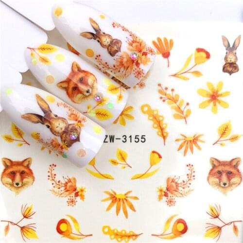 Wolf Rabbit Animal Nail stickers art decorations slider adhesive Water Transfer decals manicure lacquer accessoires polish foil