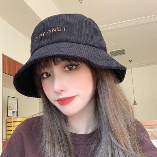 Valentines Day Letters Printed Corduroy Bucket Hats For Women Girl Autumn Winter Vintage Lamb Bonnet Hats gorros mujer invierno