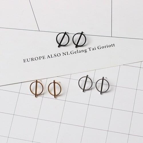 Simple Creative Design Geometric Round Stud Earrings for Women Korean Small Ear Studs Earing Brincos Ear Jewelry Gift RY38
